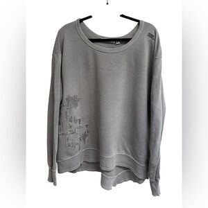 WILT Women’s Dark Gray Crewneck Patchwork Sweater - Size Medium